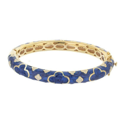Art Deco Stackable Bangle in blue enamel with gold heart motif, Lauren G Adams bracelet on Tampa Home & Garden Store