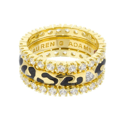 Sweet Leopard Ring Set: 3 gold leopard enamel rings with pavé diamonds by Lauren G Adams on Tampa Home & Garden Store