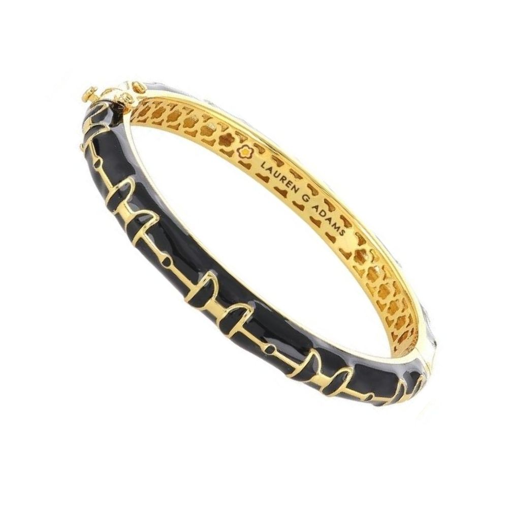 Equestrian Stirrup Bangle Black enamel with gold-tone hinged bracelet by Lauren G Adams on Tampa Home & Garden Store