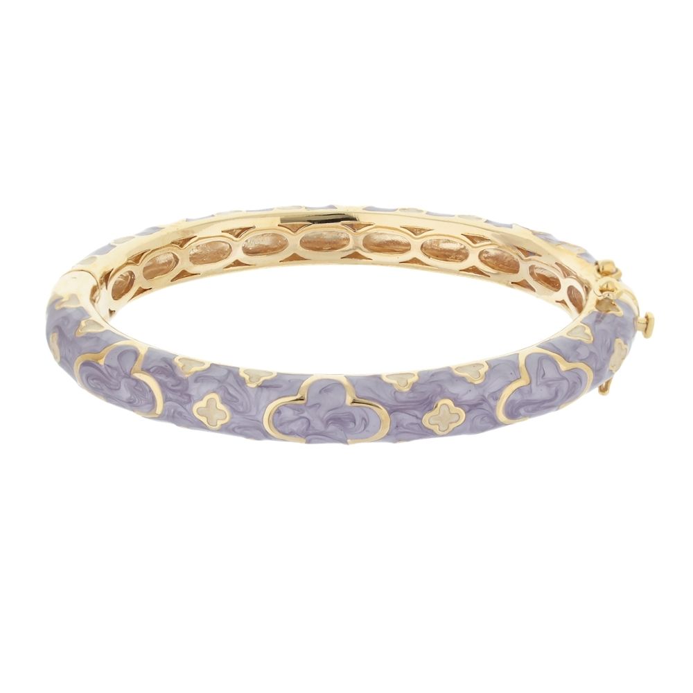 Art Deco stackable bangle lavender enamel with gold-tone quatrefoil accent Lauren G Adams on Tampa Home & Garden Store
