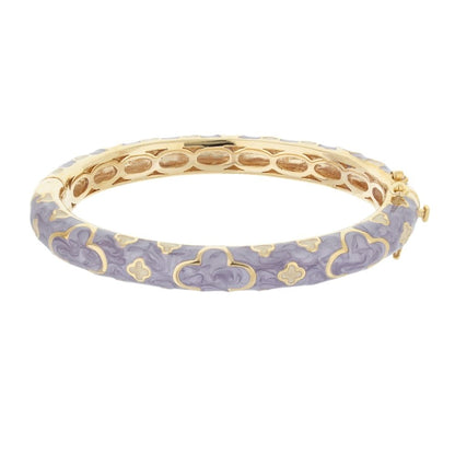Art Deco stackable bangle lavender enamel with gold-tone quatrefoil accent Lauren G Adams on Tampa Home & Garden Store