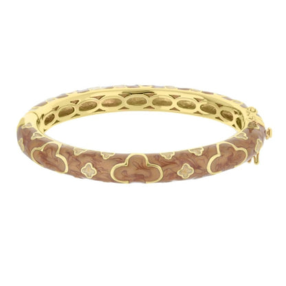 Art Deco Stackable Bangle by Lauren G Adams; gold-tone bracelet with brown enamel floral motif on Tampa Home & Garden Store