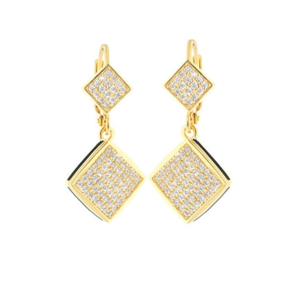 Fierce Edge Dangle Earrings by Lauren G Adams, gold-tone square pave-diamond drops on Tampa Home & Garden Store