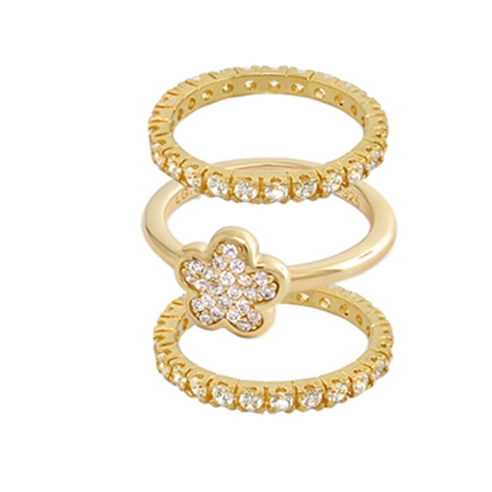 Flower pave ring trio gold rings with pavé diamonds by Lauren G Adams on Tampa Home & Garden Store