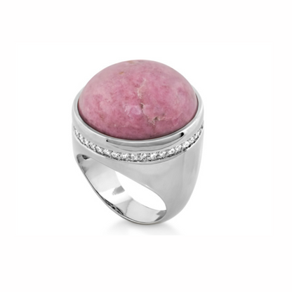 Chunky Town Ring — Pavé-Trim Dome, Lauren G Adams cocktail ring with pink dome stone on Tampa Home & Garden Store