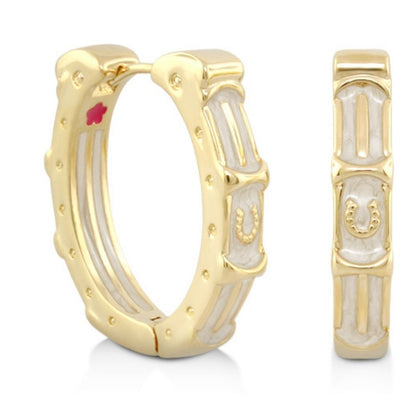 Equestrian enamel hoop earrings gold-tone with white enamel by Lauren G Adams on Tampa Home & Garden Store