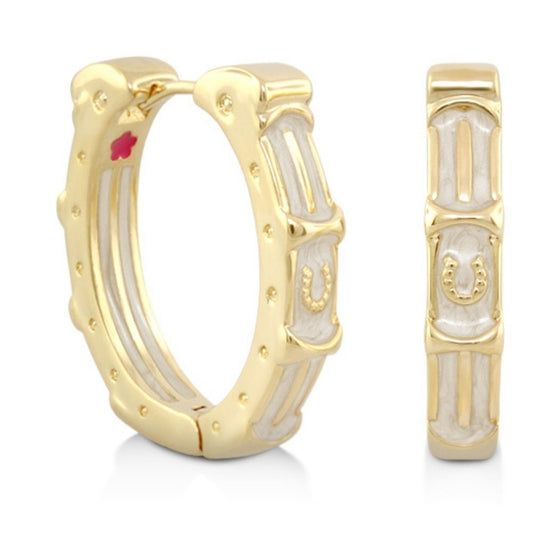 Equestrian enamel hoop earrings gold-tone with white enamel by Lauren G Adams on Tampa Home & Garden Store