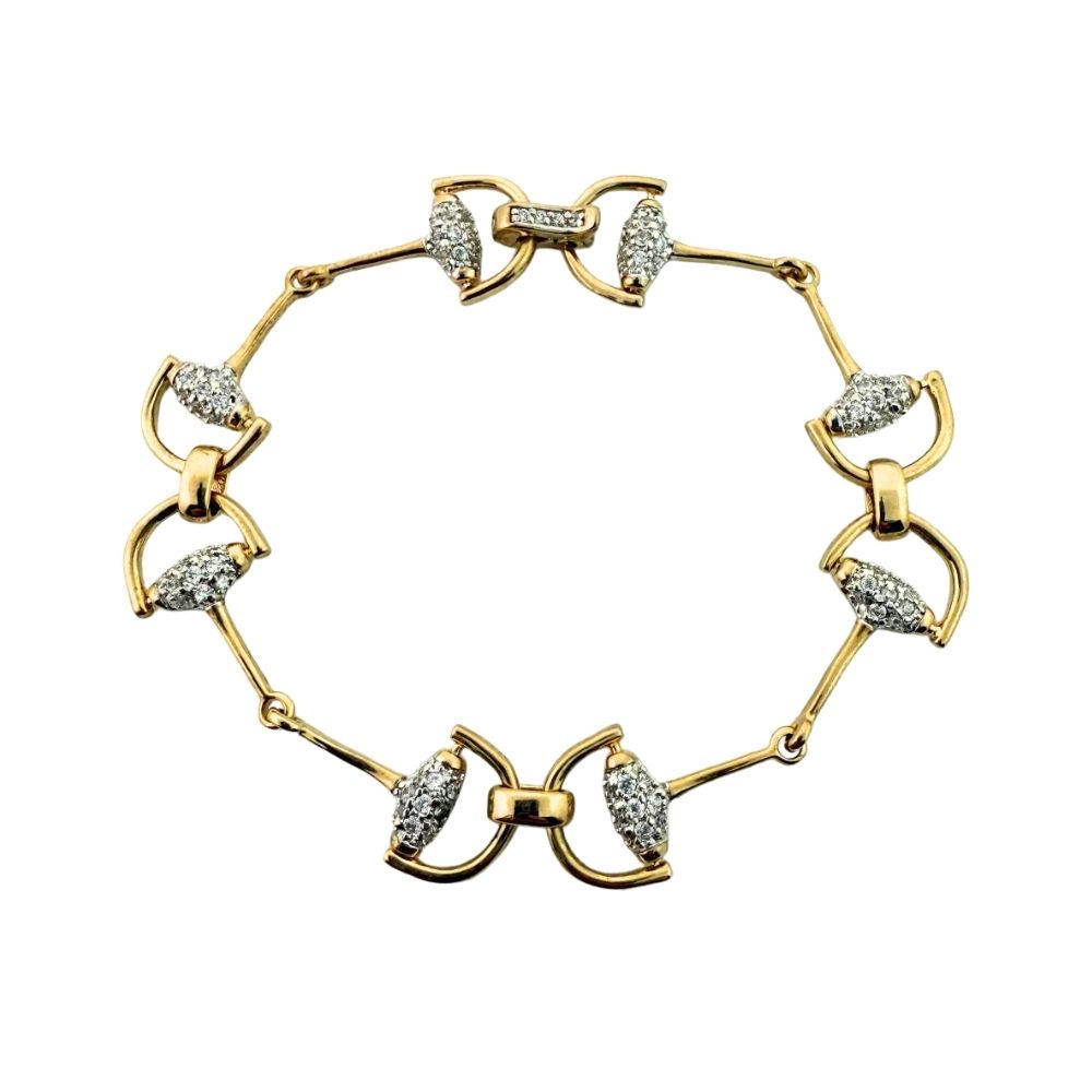 Equestrian stirrup bracelet two-tone pavé with gold links and diamond accents Lauren G Adams on Tampa Home & Garden Store
