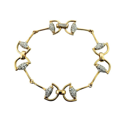 Equestrian stirrup bracelet two-tone pavé with gold links and diamond accents Lauren G Adams on Tampa Home & Garden Store