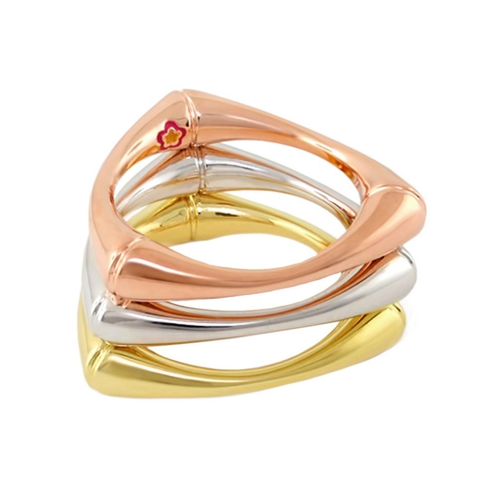 Socialite Stackable Ring Set by Lauren G Adams; tri-tone rose gold, silver, yellow gold rings on Tampa Home & Garden Store