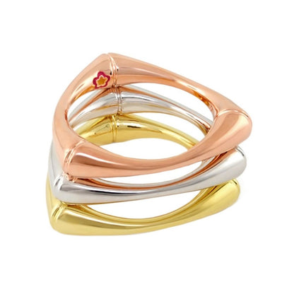 Socialite Stackable Ring Set by Lauren G Adams; tri-tone rose gold, silver, yellow gold rings on Tampa Home & Garden Store