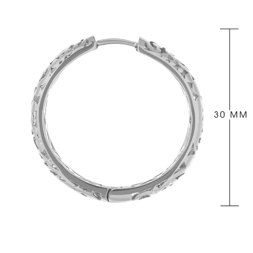 Hidden Hearts Hoop Earrings by Lauren G Adams, 30 mm silver-toned hoops on Tampa Home & Garden Store