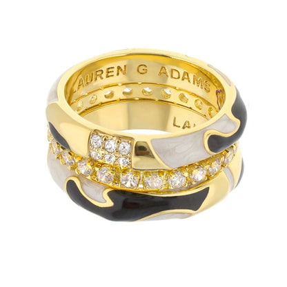 Pretty Little Things Rings Set by Lauren G Adams, gold-tone camo enamel and pavé diamonds on Tampa Home & Garden Store