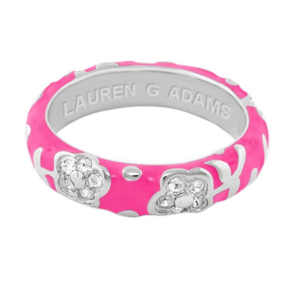 Flowers By Orly Stackable Ring pink enamel band with crystal accents Lauren G Adams on Tampa Home & Garden Store