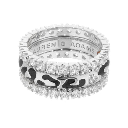 Sweet Leopard Ring Set by Lauren G Adams, camo enamel stacked rings with diamonds, 3-piece on Tampa Home & Garden Store
