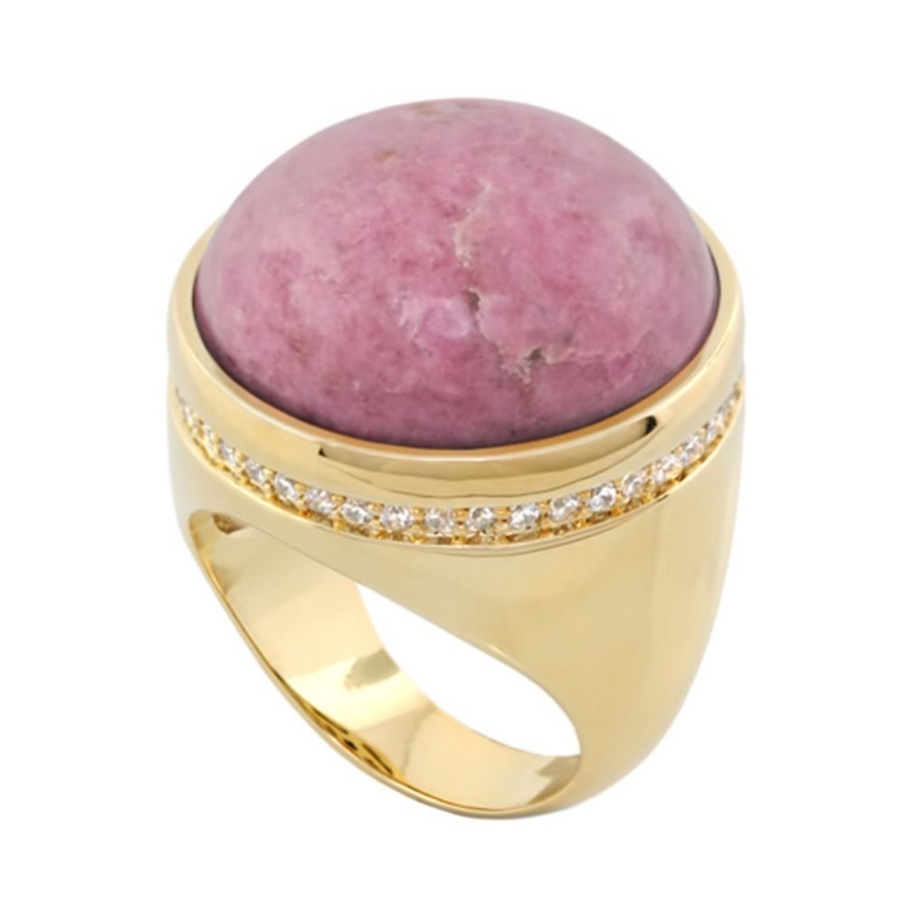 Chunky Town Ring by Lauren G Adams Pave-Trim Dome cocktail ring with pink dome gemstone on Tampa Home & Garden Store