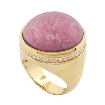 Chunky Town Ring by Lauren G Adams Pave-Trim Dome cocktail ring with pink dome gemstone on Tampa Home & Garden Store