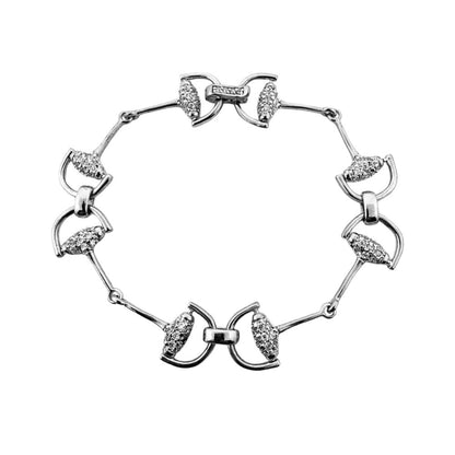 Equestrian Stirrup Bracelet Two-Tone Pavé by Lauren G Adams, silver-tone with pavé stones on Tampa Home & Garden Store