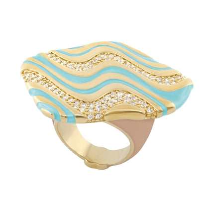 Moon Dust Cocktail Ring with Gold Plated Brass