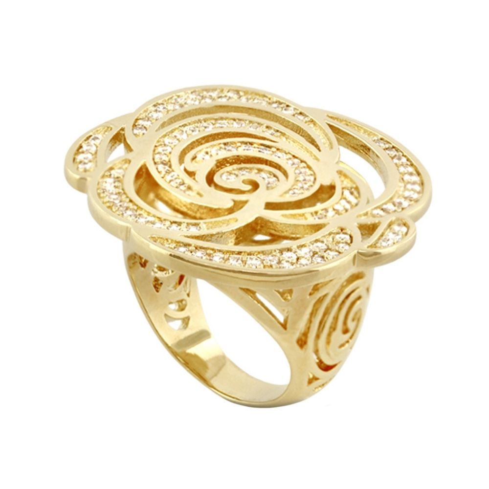 Rose Garden Cocktail Ring gold-tone with pavé crystals in a layered rose motif by Lauren G Adams on Tampa Home & Garden Store