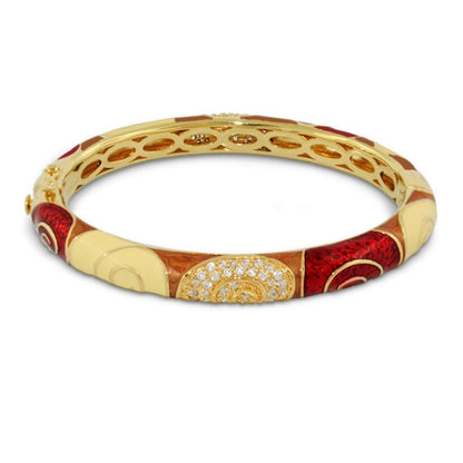 Signature Swirl Bangle hinged gold-tone bracelet with red enamel panels on Tampa Home & Garden Store