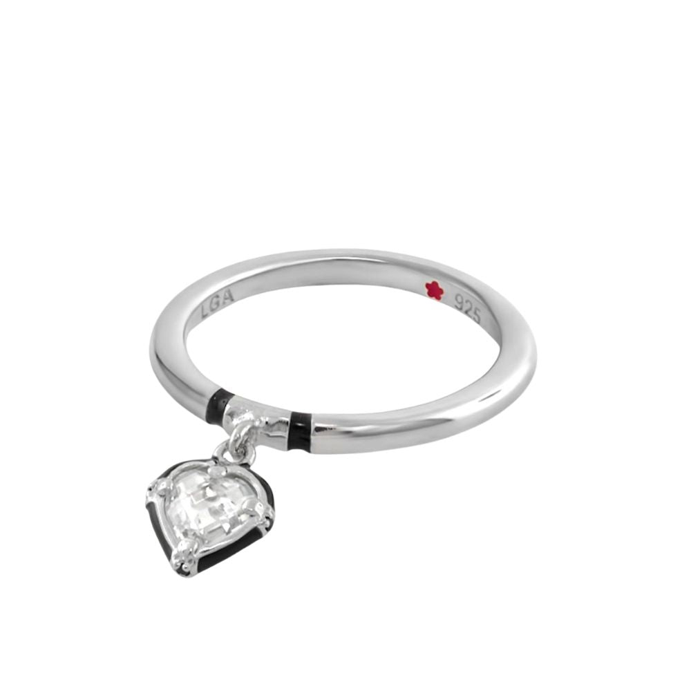 Layers of Love Stackable Ring Heart Charm, silver 925 with crystal heart by Lauren G Adams on Tampa Home & Garden Store