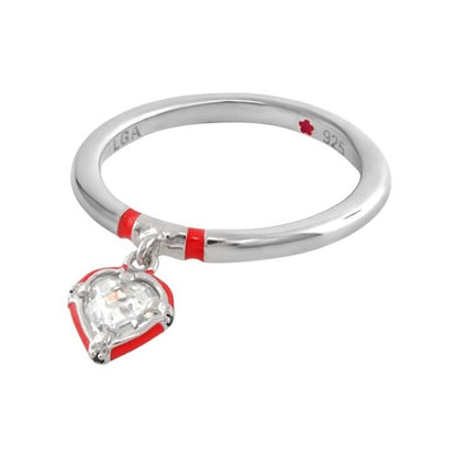 Layers of Love stackable ring by Lauren G Adams, silver band with red enamel heart charm on Tampa Home & Garden Store