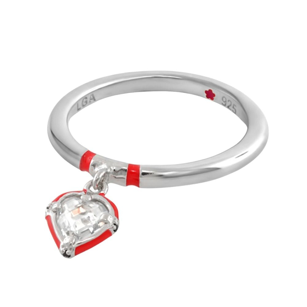 Layers of Love Stackable Ring Heart Charm, silver 925 band with red enamel heart pendant by LGA on Tampa Home & Garden Store