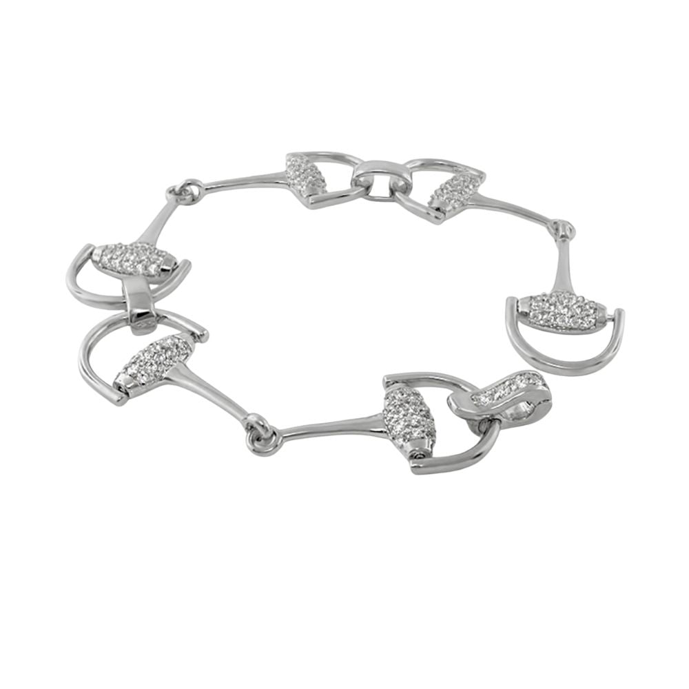 Equestrian Stirrup Bracelet pavé bar-link in silver by Lauren G Adams on Tampa Home & Garden Store