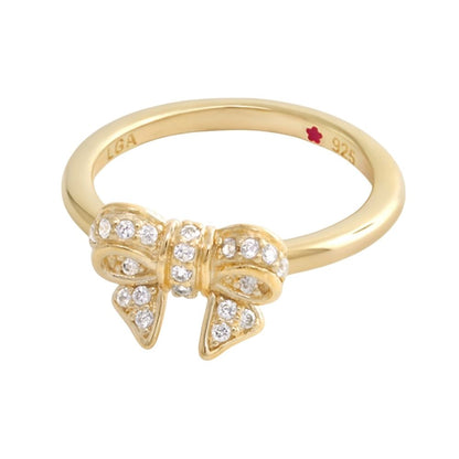 Layers Of Love Stackable Ring by Lauren G Adams, gold-tone with crystal bow, 925 on Tampa Home & Garden Store