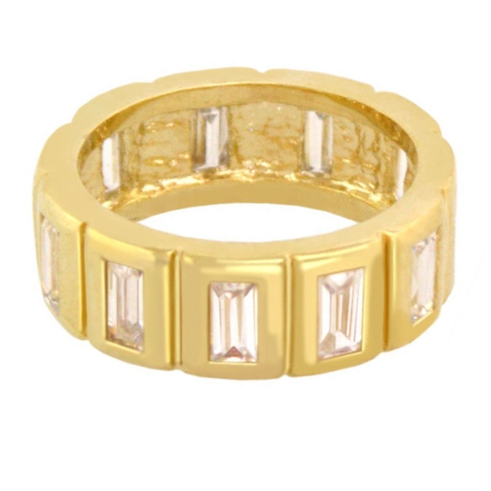 Glamour Pave Stackable Ring gold framed baguette eternity band with clear baguette stones on Tampa Home & Garden Store