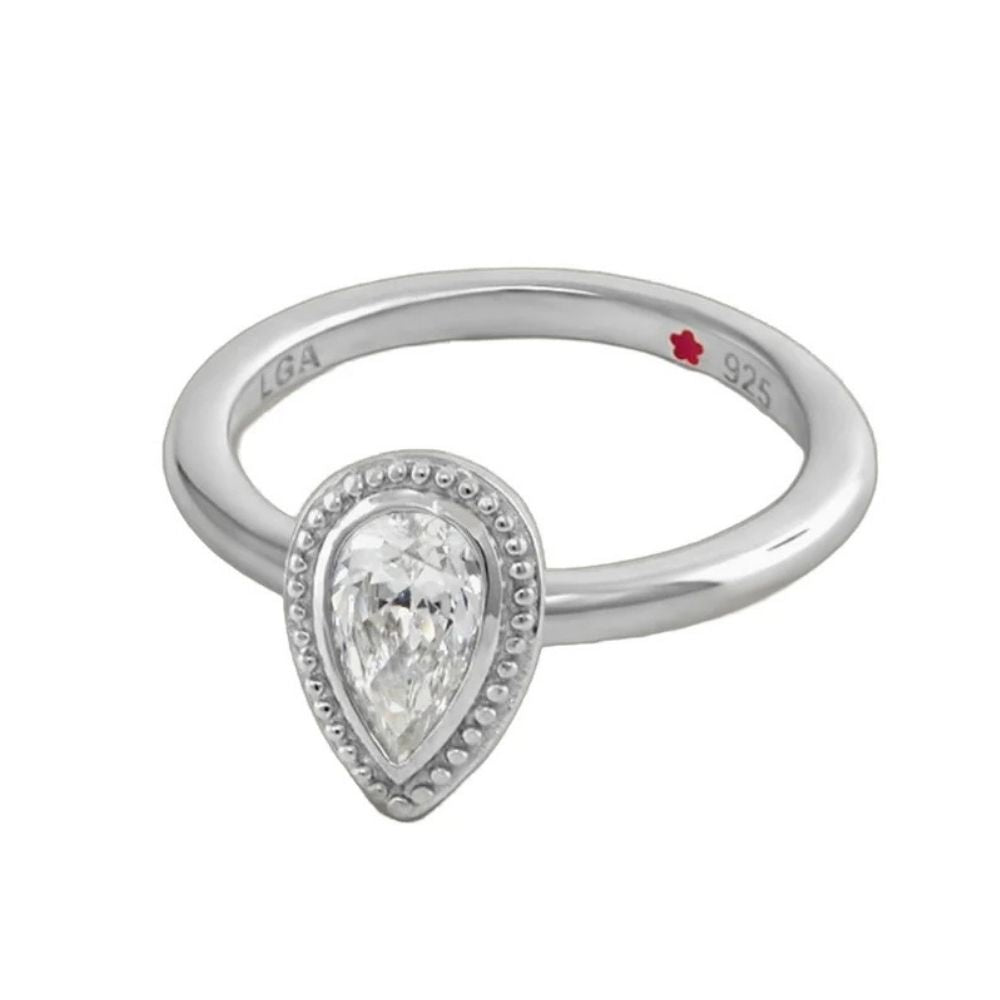 Layers of Love Stackable Ring - Pear Pavé Halo in sterling silver, LGA 925 with pear center on Tampa Home & Garden Store