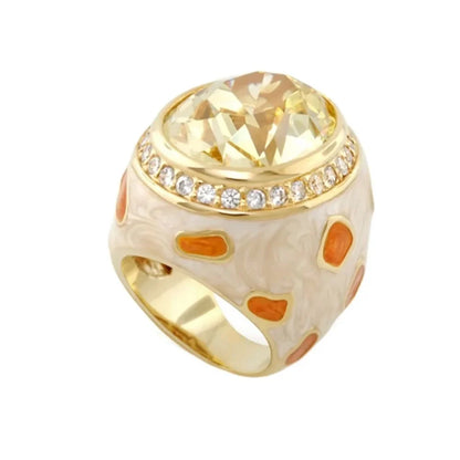 Animal Paradise Ring — Spotted Crystal Dome gold-tone band with enamel accents and diamonds on Tampa Home & Garden Store