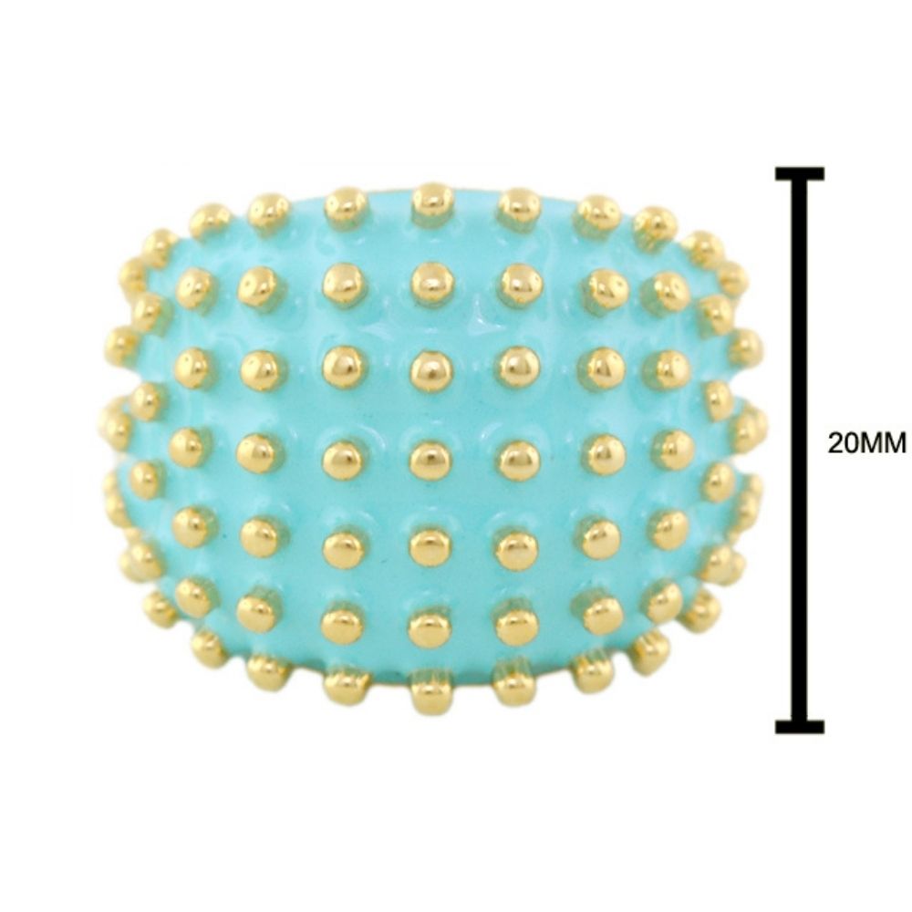 Fresh Fantasy Cocktail Ring - Beaded Dome turquoise with gold beads 20mm by Lauren G Adams on Tampa Home & Garden Store