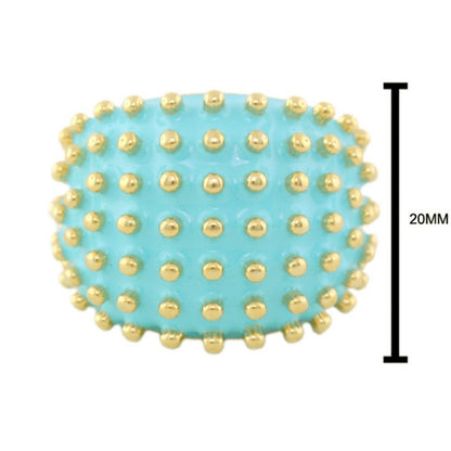 Fresh Fantasy Cocktail Ring - Beaded Dome turquoise with gold beads 20mm by Lauren G Adams on Tampa Home & Garden Store