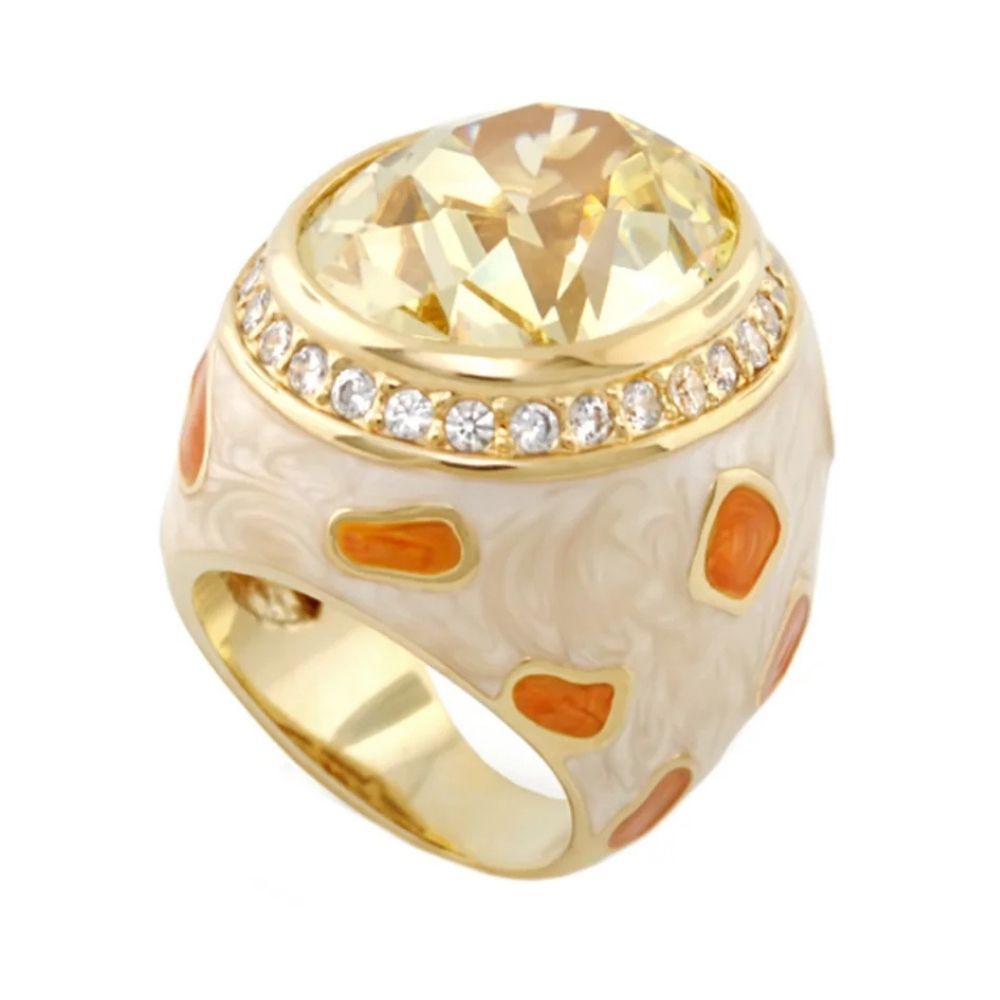 Animal Paradise Ring Spotted Crystal Dome gold-tone ring with diamond band and enamel spots on Tampa Home & Garden Store