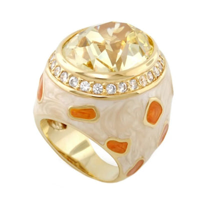 Animal Paradise Ring Spotted Crystal Dome gold-tone ring with diamond band and enamel spots on Tampa Home & Garden Store