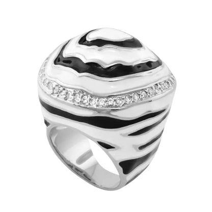 Animal Paradise Ring Zebra Stripe Dome, Lauren G Adams silver-tone with diamond-accent band on Tampa Home & Garden Store