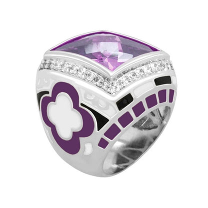 Art Deco Ring Lauren G Adams purple gemstone and pavé diamonds on silver-tone metal on Tampa Home & Garden Store