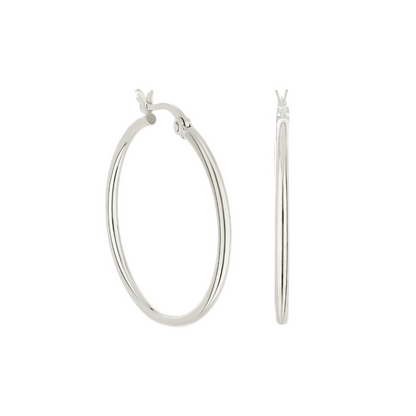 Plain silver hoop earrings pair with slim, polished metal hoops on Tampa Home & Garden Store