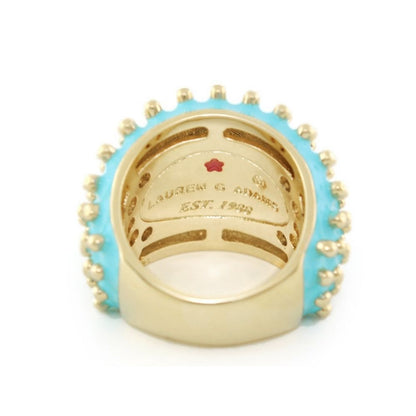 Fresh Fantasy Cocktail Ring Beaded Dome turquoise beaded edge gold band by Lauren G Adams on Tampa Home & Garden Store