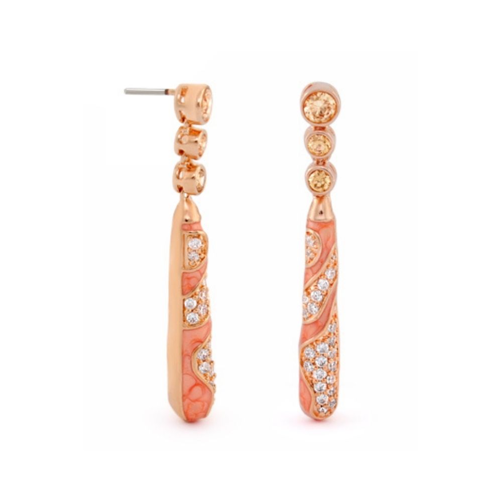 Fire And Ice charm earrings Lauren G Adams, rose gold with pink enamel crystals, pair on Tampa Home & Garden Store