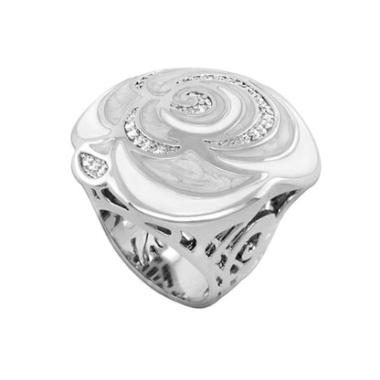Roses Are Red Cocktail Ring by Lauren G Adams, silver-toned rose motif with crystal accents on Tampa Home & Garden Store