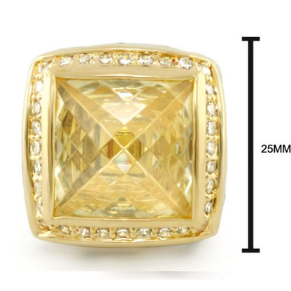 Animal Paradise Ring Leopard Crystal Cushion by Lauren G Adams, gold-tone with pavé halo on Tampa Home & Garden Store