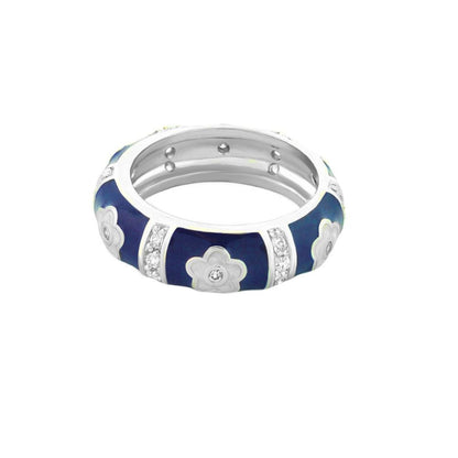 Daisy Love Stackable Ring blue enamel with silver daisies Lauren G Adams on Tampa Home & Garden Store
