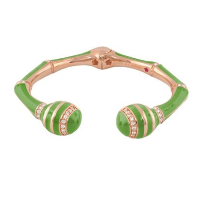 Bamboo Striped Hinged Bangle in green with rose-gold accents by Lauren G Adams on Tampa Home & Garden Store