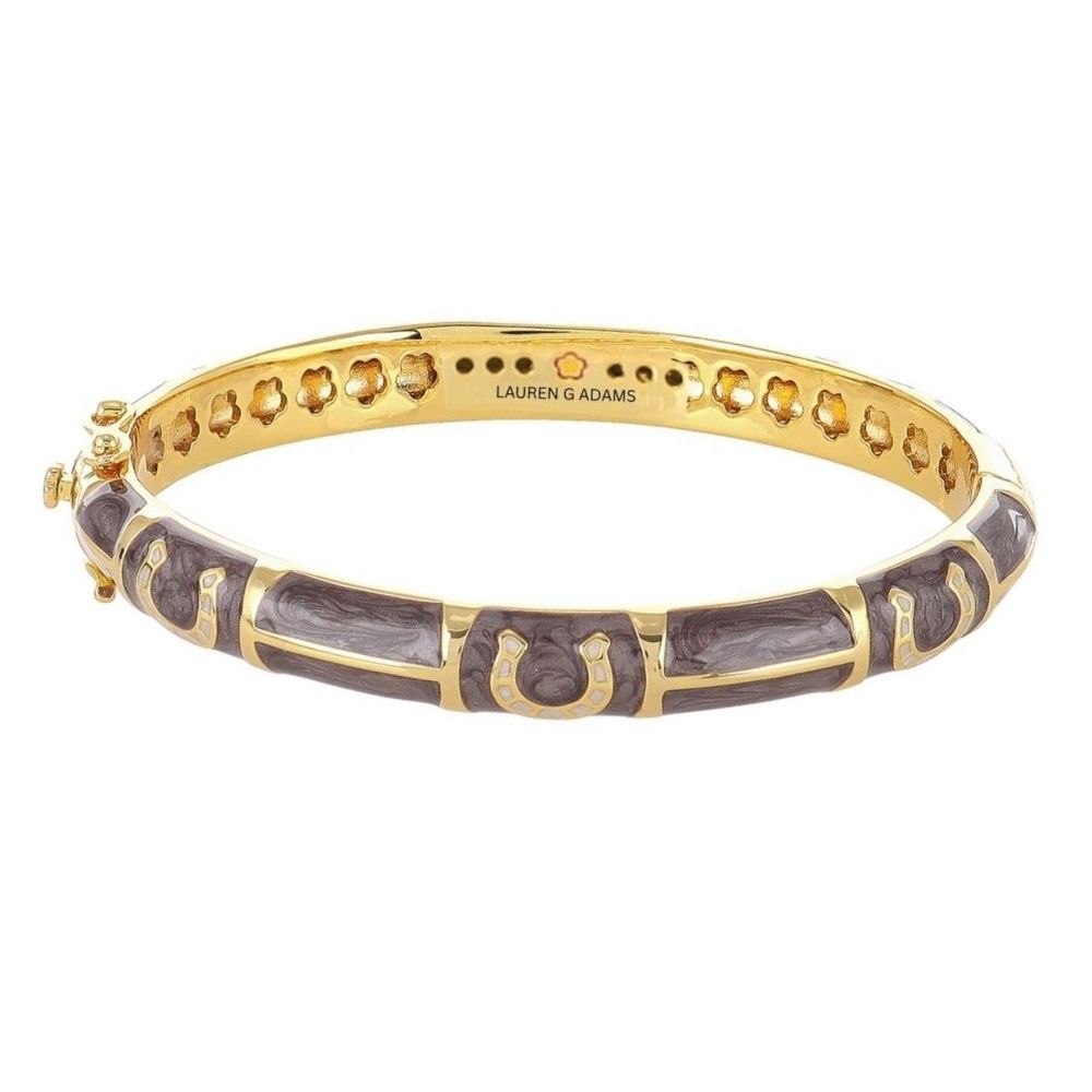 Equestrian Bangle Port Horseshoe gold-tone hinged bracelet with purple enamel Lauren G Adams on Tampa Home & Garden Store