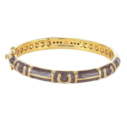Equestrian Bangle Port Horseshoe gold-tone hinged bracelet with purple enamel Lauren G Adams on Tampa Home & Garden Store