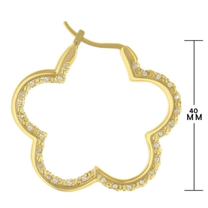 Daisy Pave Hoop Earring Polished Edge gold-tone with clear pave crystals 40mm Lauren G Adams on Tampa Home & Garden Store