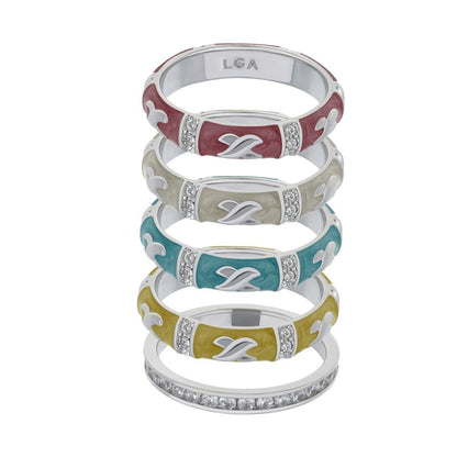 Elegant Hugs Ring Set by Lauren G Adams; six colorful enamel stackable rings with pave accents on Tampa Home & Garden Store